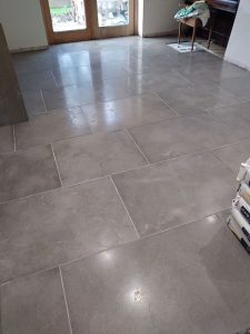 Floor tiling in dining room area